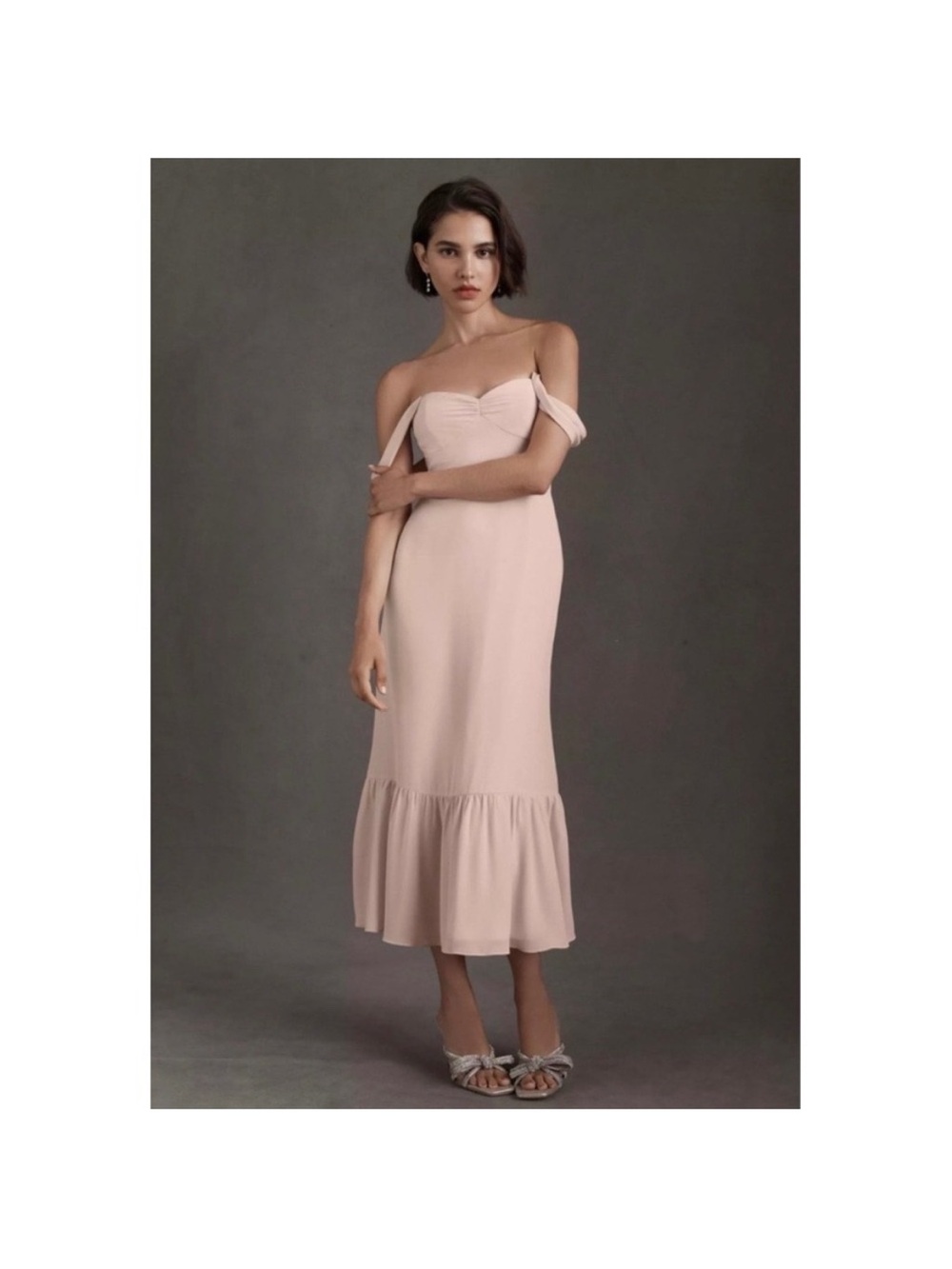 NWT BHLDN Munroe Off-Shoulder Georgette Dress, Blush, 10 (US)